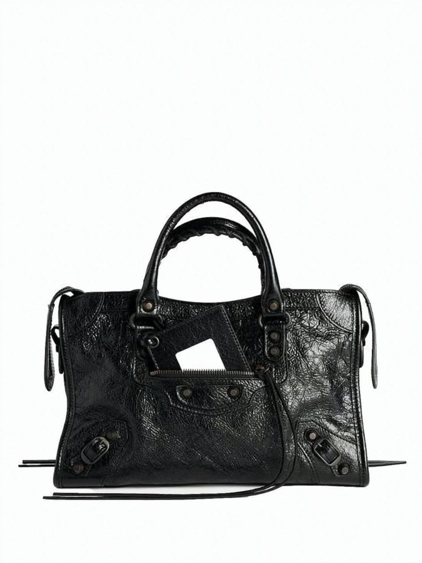 Balenciaga Textured Lambskin Crossbody Bag With Braided Handles