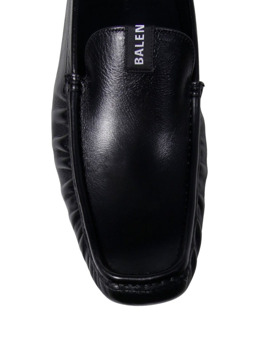 Balenciaga Black Portofino Calfskin Square Toe Loafers