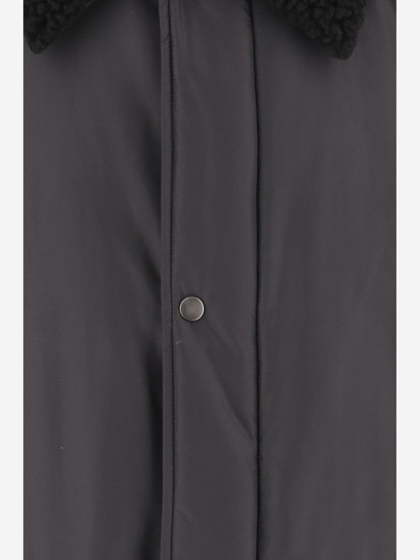 Maison Margiela Nylon Jacket With Synthetic Shearling Collar And Front Patch Pockets
