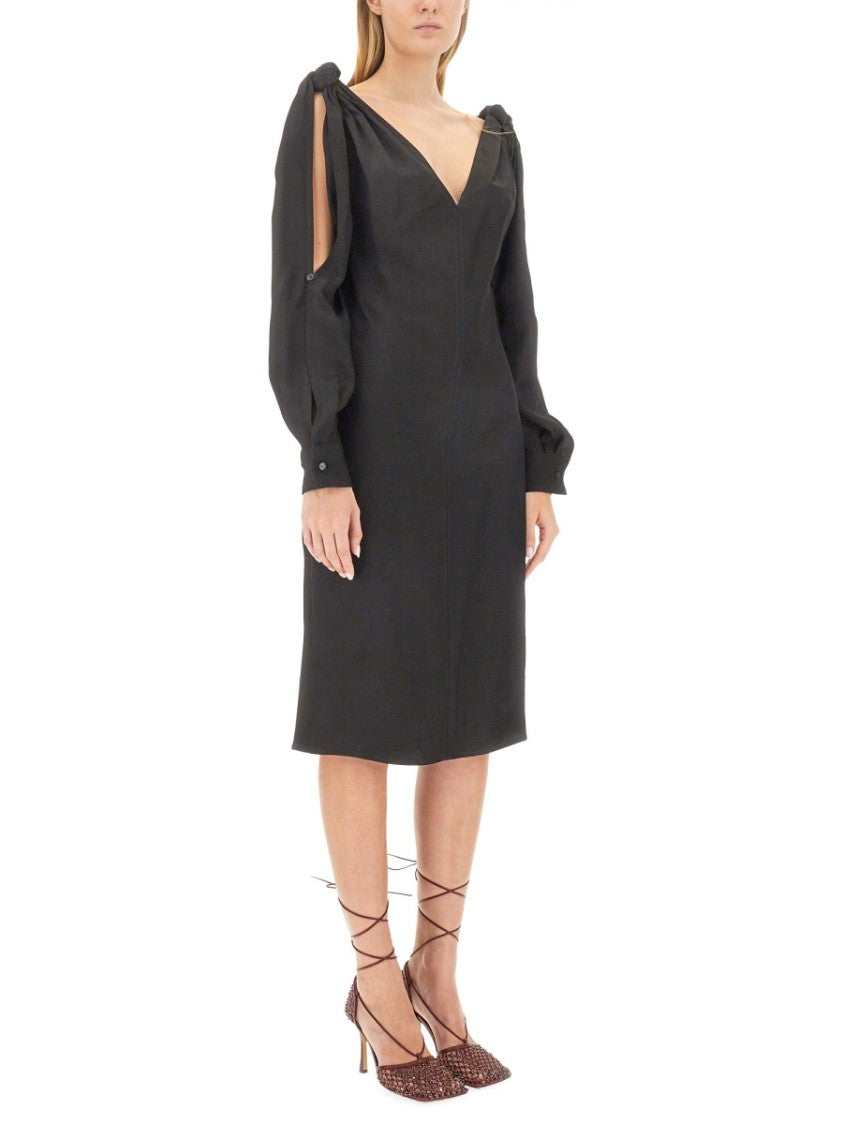 Bottega Veneta Viscose Midi Dress With Flowing Silhouette