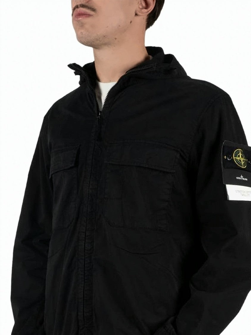 Stone Island Hooded Black Zip-Up Jacket