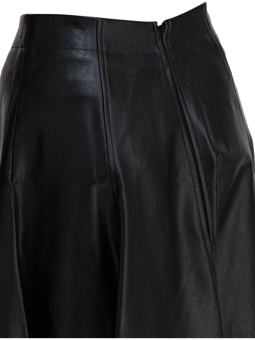 Thelaurent Black Polyurethane Skirt With High Waist