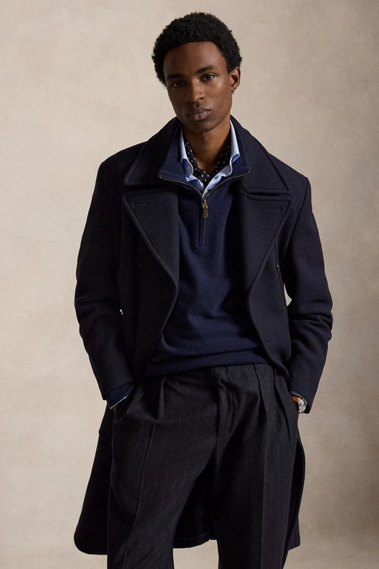 Polo Ralph Lauren Navy Quarter-Zip Stand-Collar Sweater