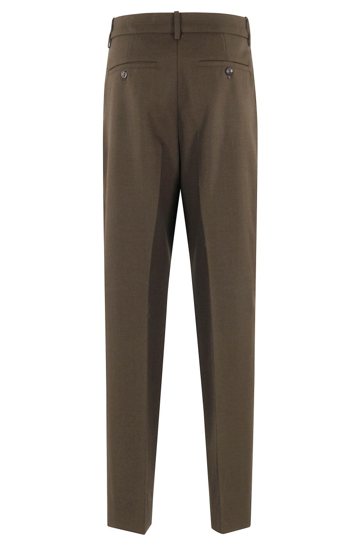 Soeur Khaki Tailored Pants With Curved Pleats