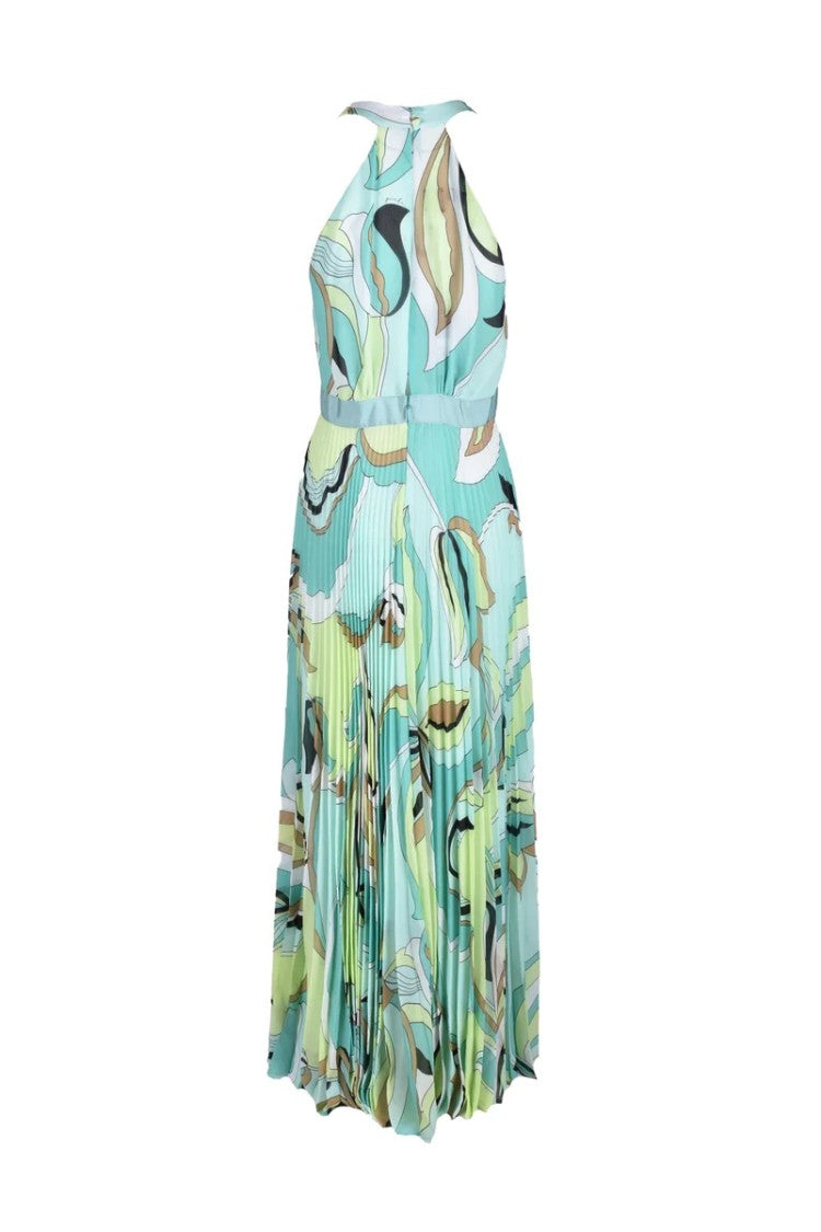 Pinko Green Pleated Long Dress