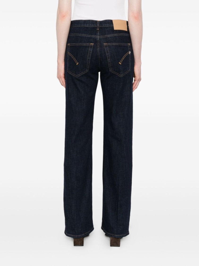 Dondup High-Waisted Indigo Denim Jeans With Straight-Leg Silhouette