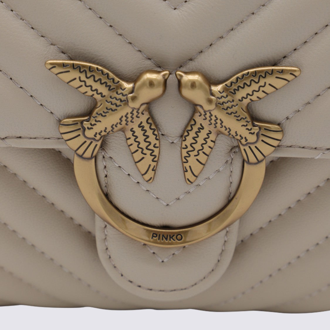 Pinko Chevron-Quilted Bag With Gold-Tone Bird Clasp