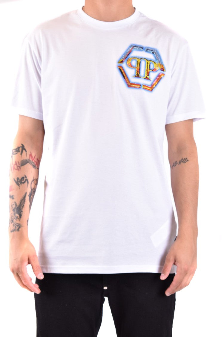 Philipp Plein White T-Shirt With Hexagonal Logo