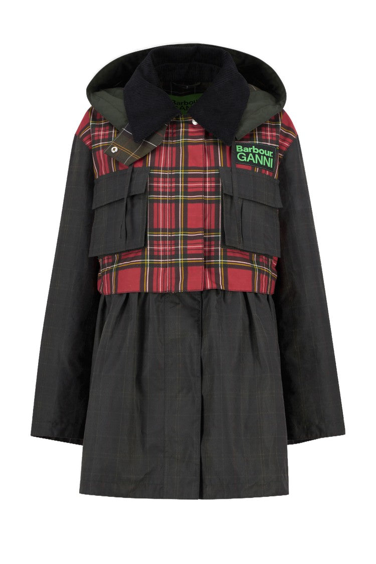 Barbour Multicolor Tartan Peplum Wax Jacket