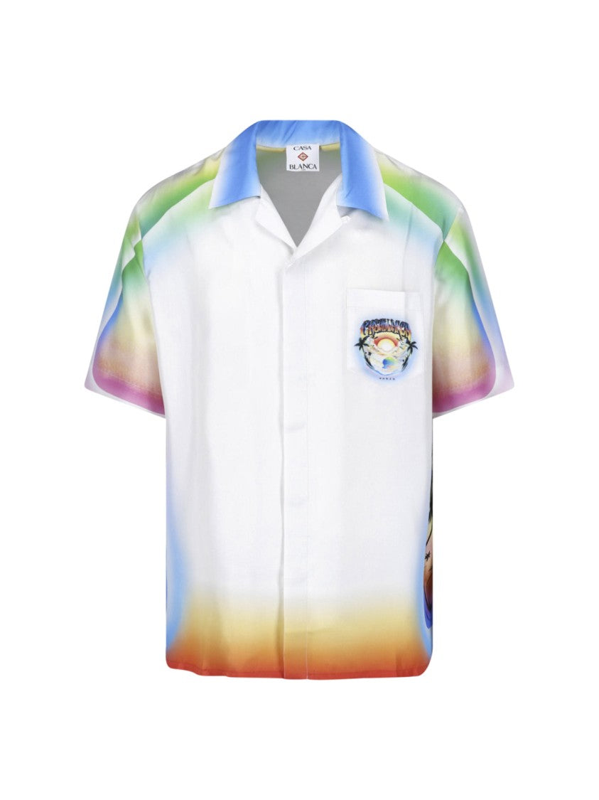 Casablanca Gradient Short-Sleeve Shirt With Sunset Print