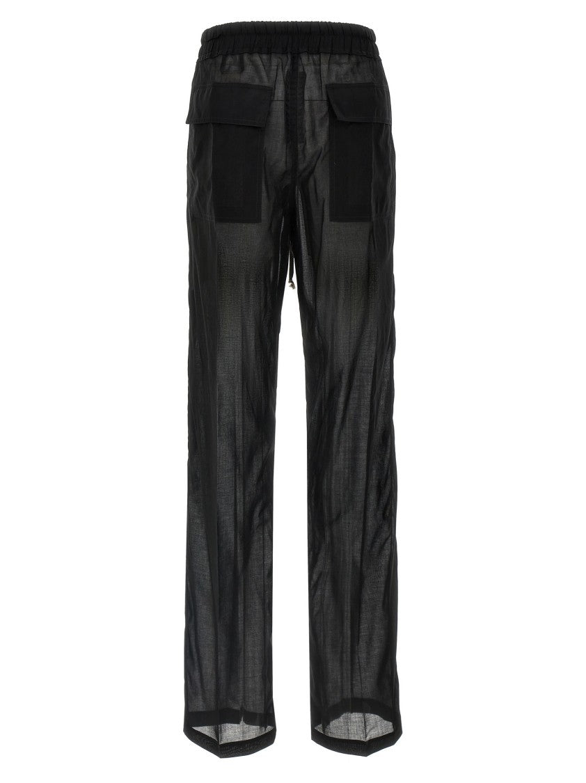 Rick Owens Wide-Leg Cotton Muslin Pants With Drawstring Waist