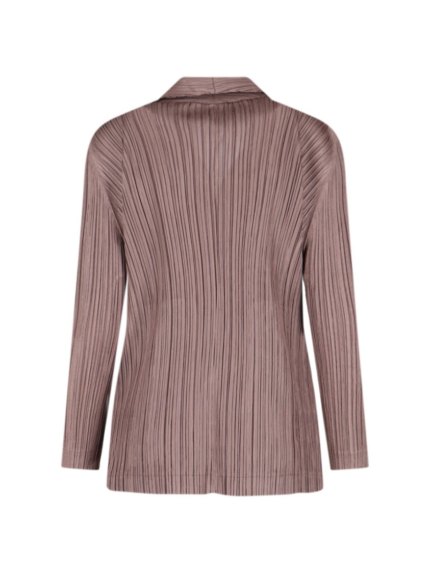 Pleats Please Classic Single-Breasted Blazer With Pleated Design