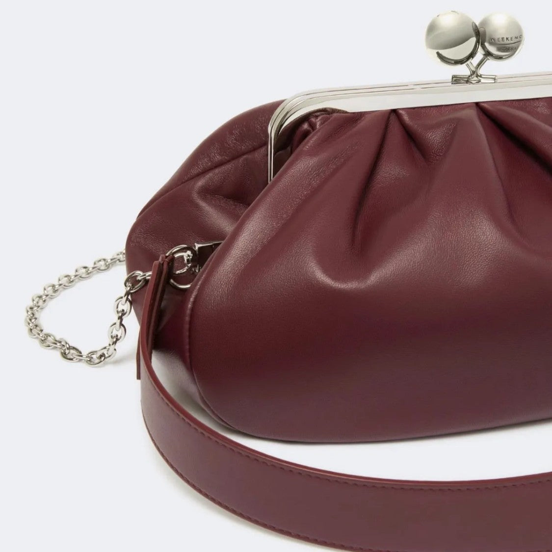 Max Mara Structured Reddish-Purple Leather Shoulder Bag