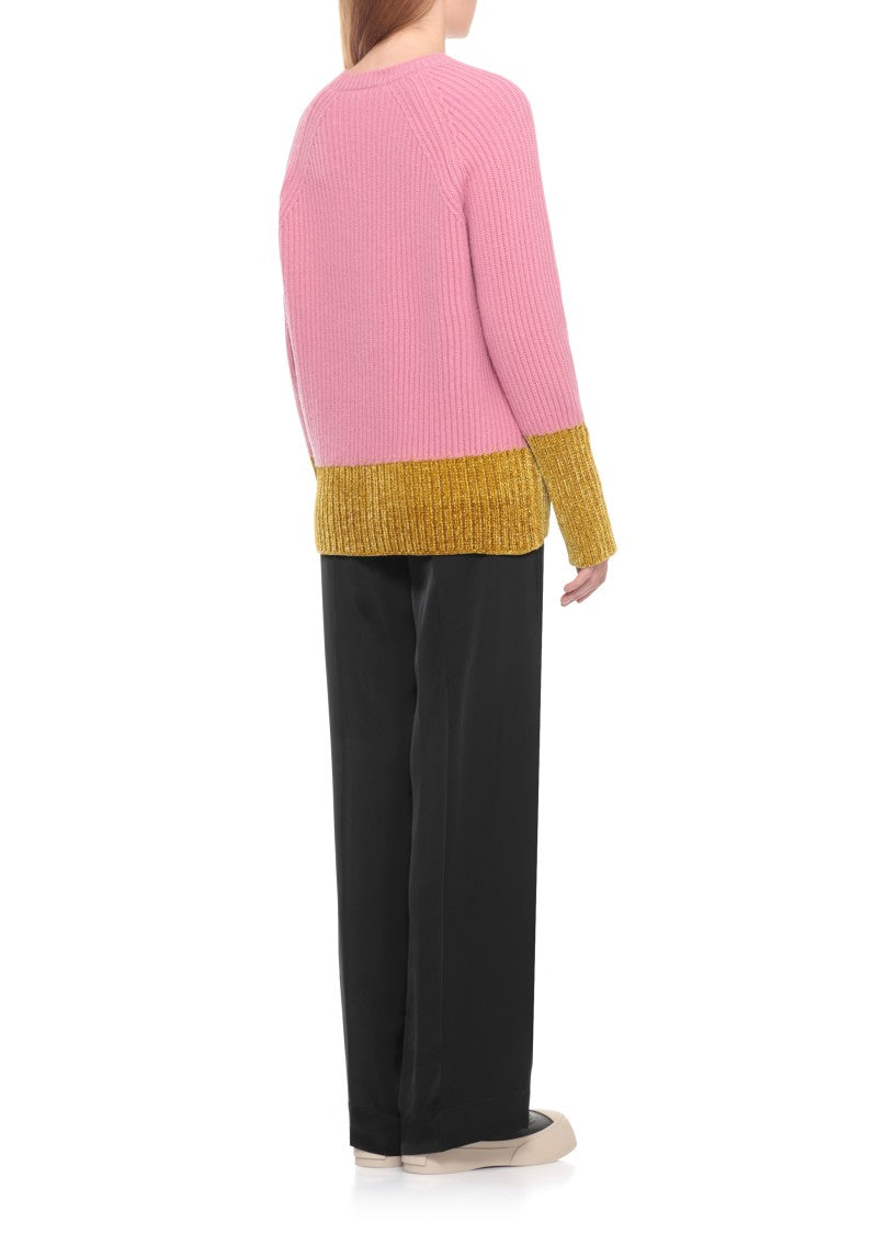 Marni Ribbed Knit Virgin Wool Sweater With Contrasting Trims