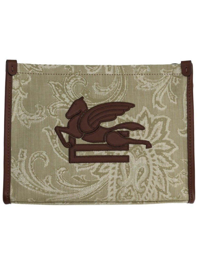 Etro Beige Arnica Paisley Jacquard Cotton-Blend Pouch