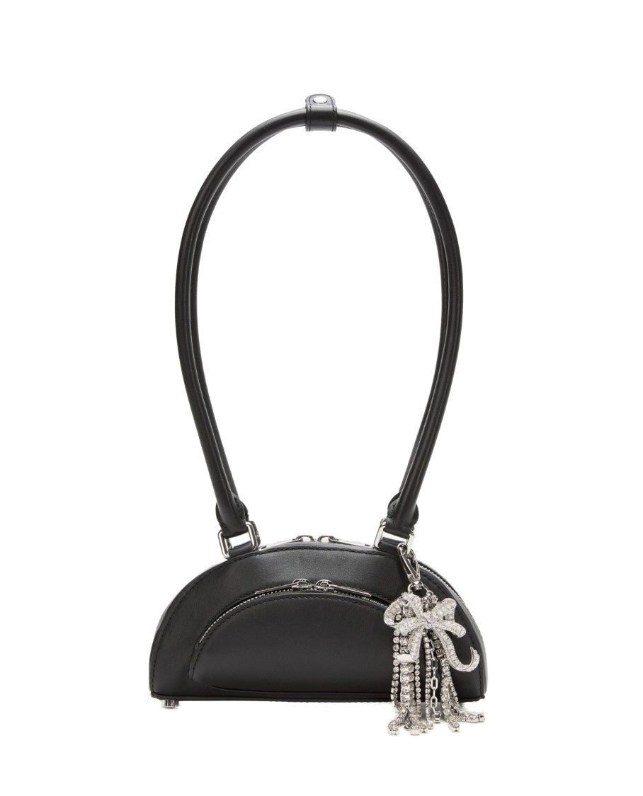 Self-Portrait Black Leather Mini Shoulder Bag With Charm