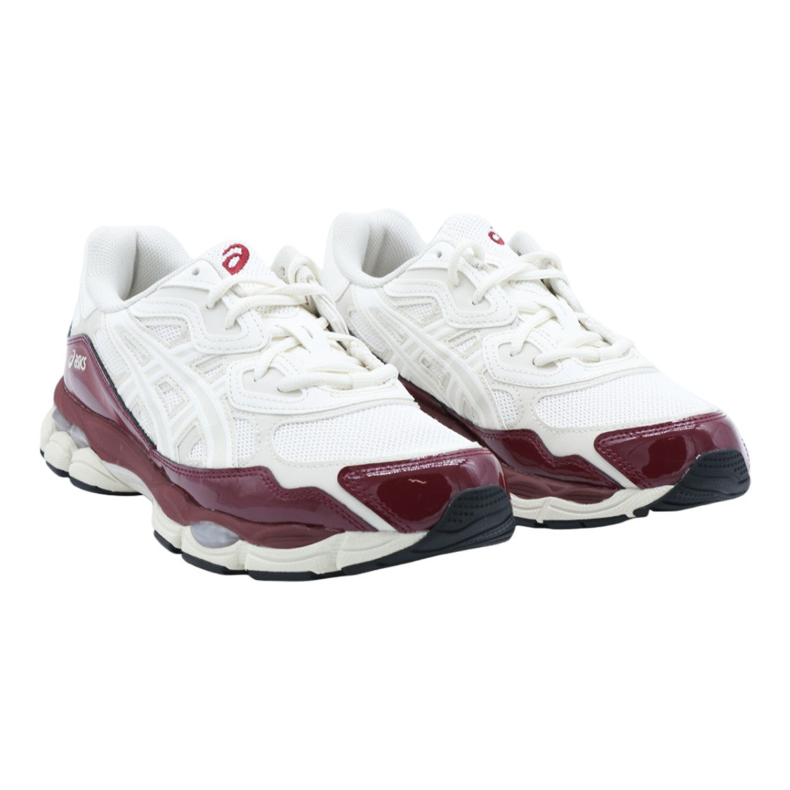 Asics White Mesh Maroon Patent Gel Sneakers