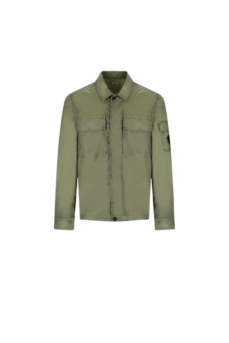 C.P. Company Cropped Green Polyamide Jacket With Structured Collar