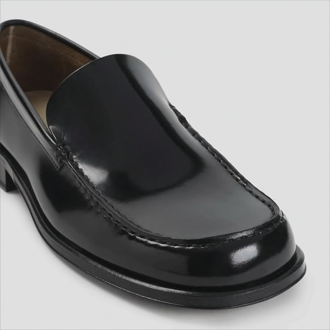 Lemaire Polished Black Leather Loafers