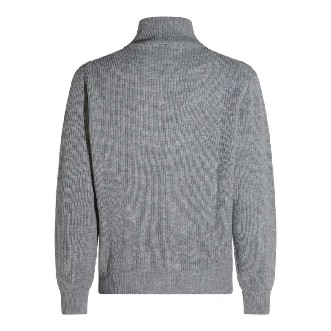 Canali High Collar Zippered Ribbed Knit Sweater