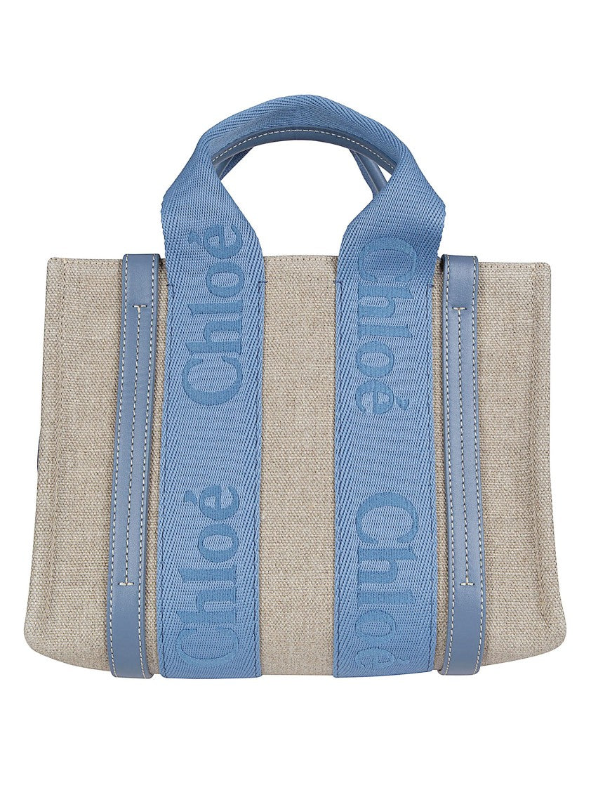 Chloé Structured Rectangular Linen Bag With Adjustable Strap