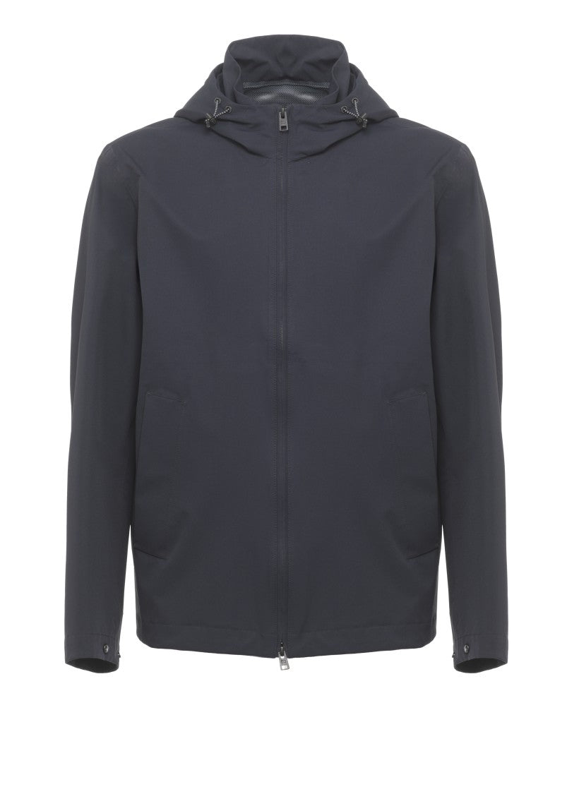 Woolrich Blue Pacific Hooded Cotton Jacket