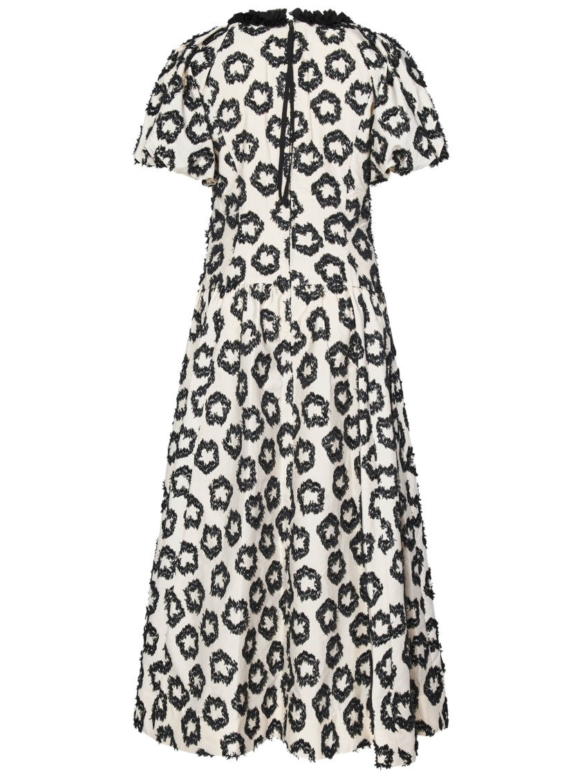 Ulla Johnson Light Italian Taffeta Graphic Floral Midi Dress