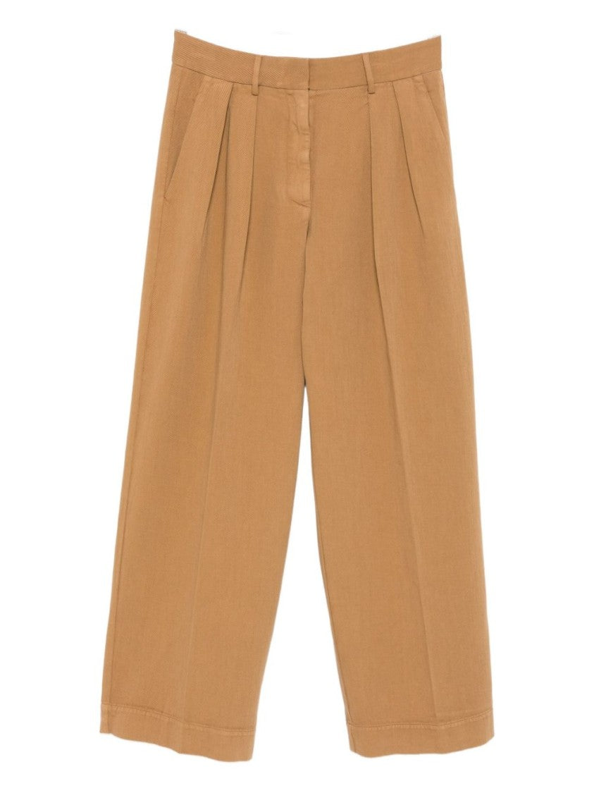 Forte Forte Beige Wide-Leg Trousers With Pleated Front