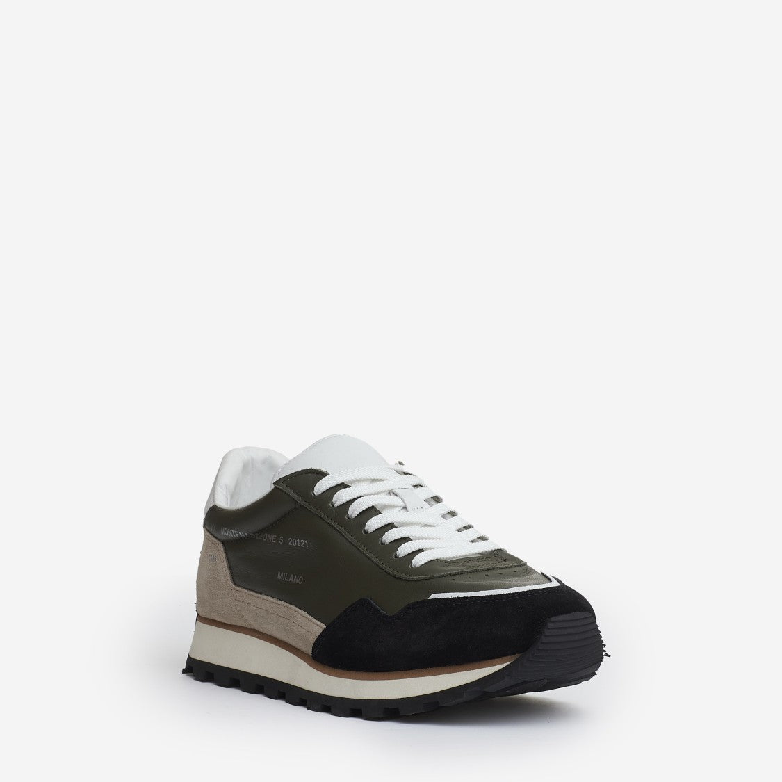 Hogan Running 86Er Green Leather Suede Beige And Black
