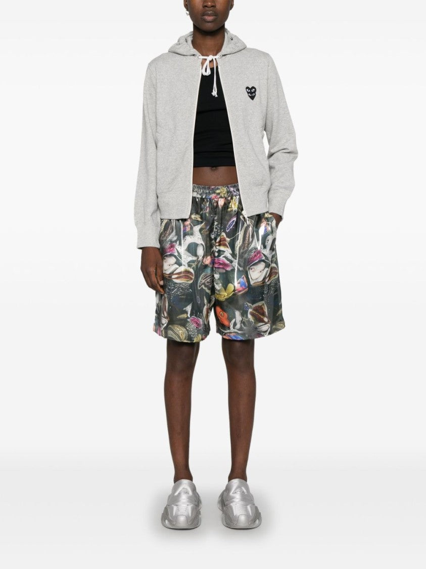 Comme Des Garçons Zip-Up Hoodie With Distinctive Embroidered Heart Emblem