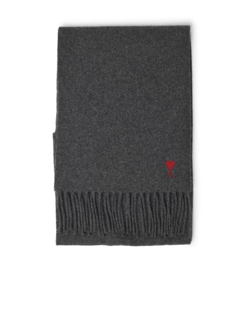 Ami Paris Black Wool Scarf