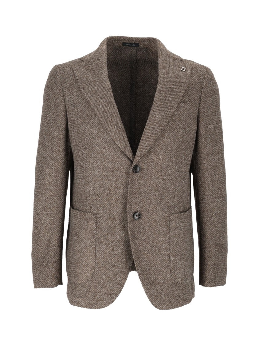 Breras Brown Giacca Uomo Herringbone Tailored Blazer