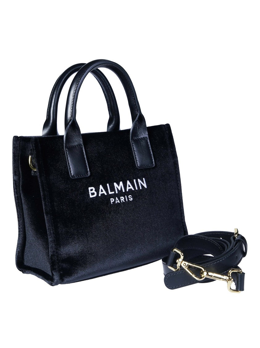 Balmain Junior Small Velvet Logo Shoulder Bag