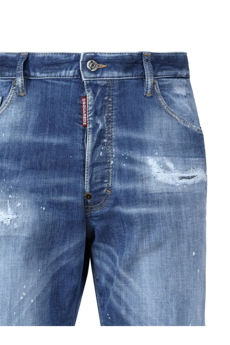 Dsquared2 Distressed Light Blue Five-Pocket Denim Shorts