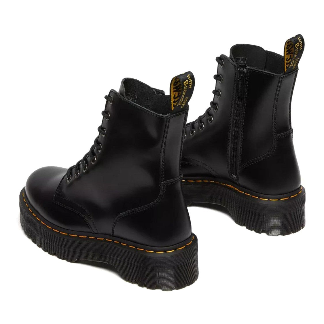 Dr. Martens Black Jadon Chunky Sole Zipper Leather Ankle Boots