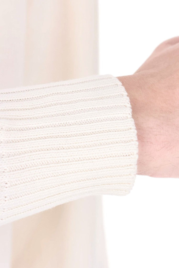 Drumohr White Gauge 8 Cotton Crewneck Sweater