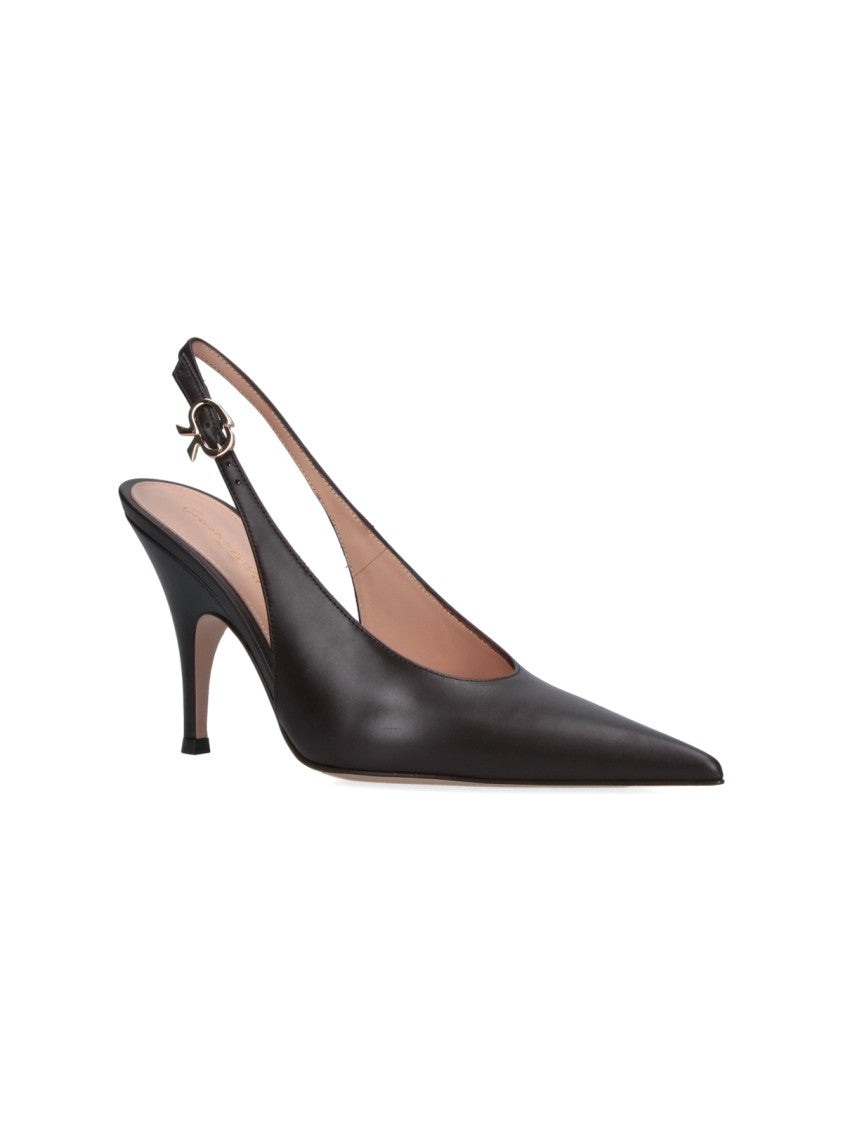 Gianvito Rossi Brown Sofia 95 Slingback Pumps