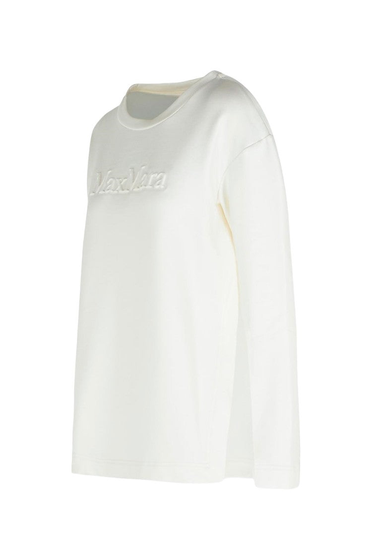 Max Mara Cream Silk-Cotton Blend Logo Sweatshirt