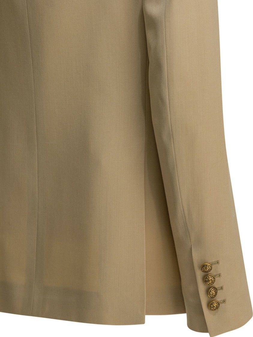 Golden Goose Tailored Double-Breasted Beige Virgin Wool Coat