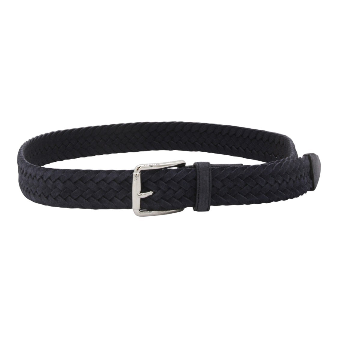 Tod's Braided Woven Belt With Rectangular Silver Buckle