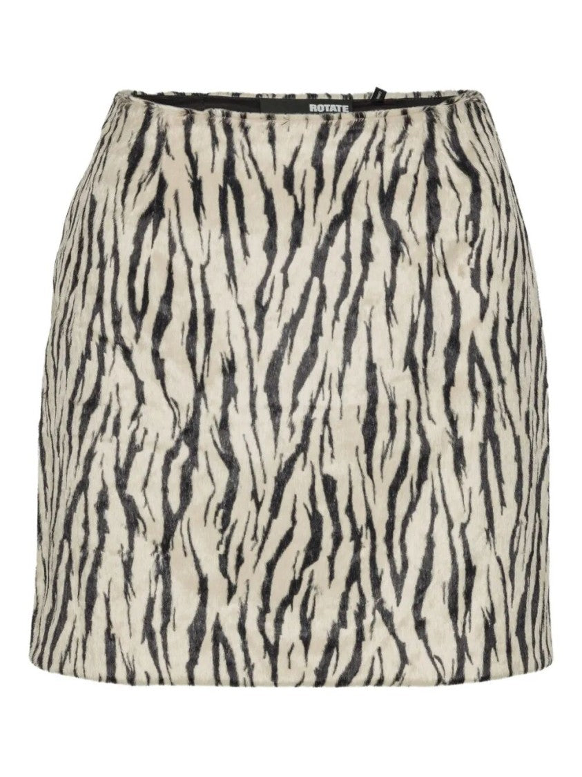 Rotate Birger Christensen Fitted Printed Faux Fur Skirt
