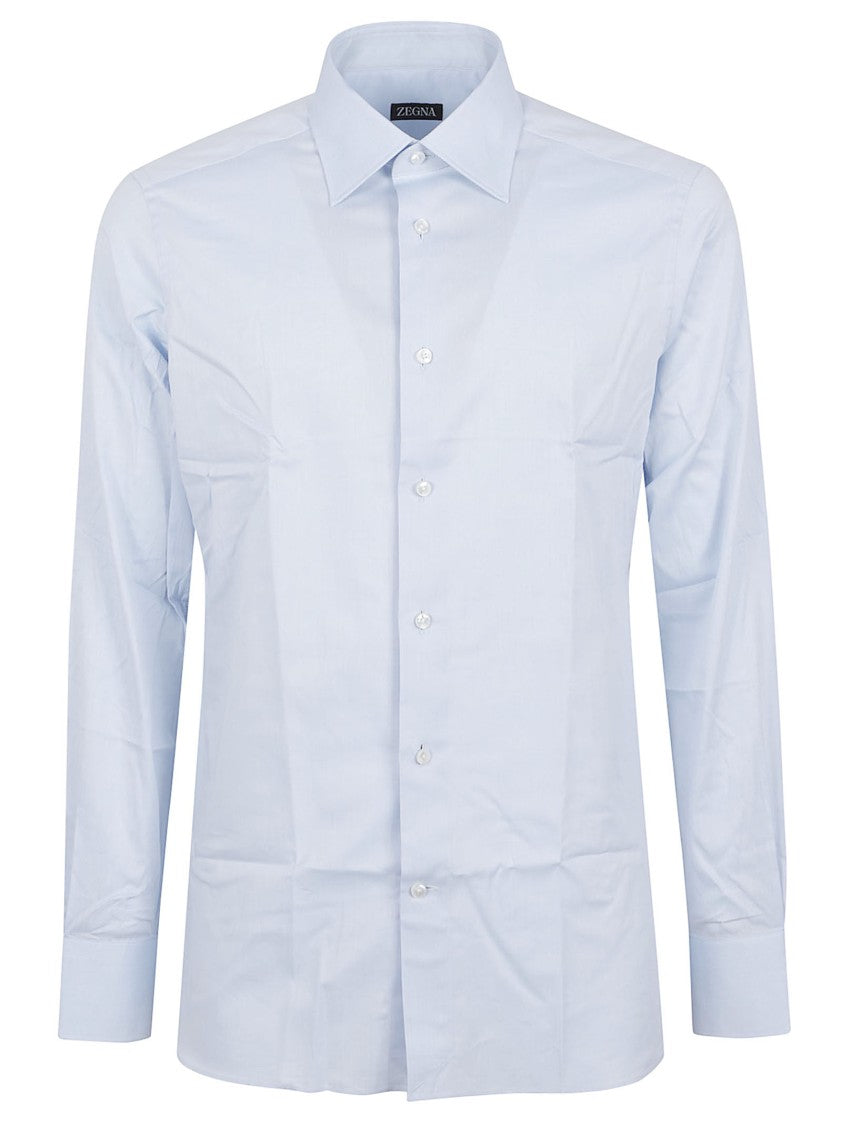 Zegna Pointed Collar Formal Shirt With Button-Down Front