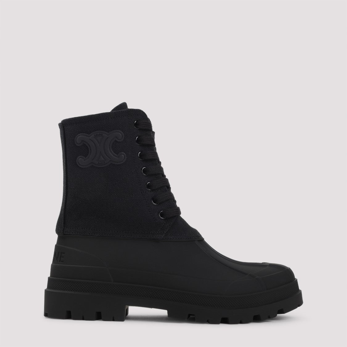 Celine Black Canvas Triomphe Boot