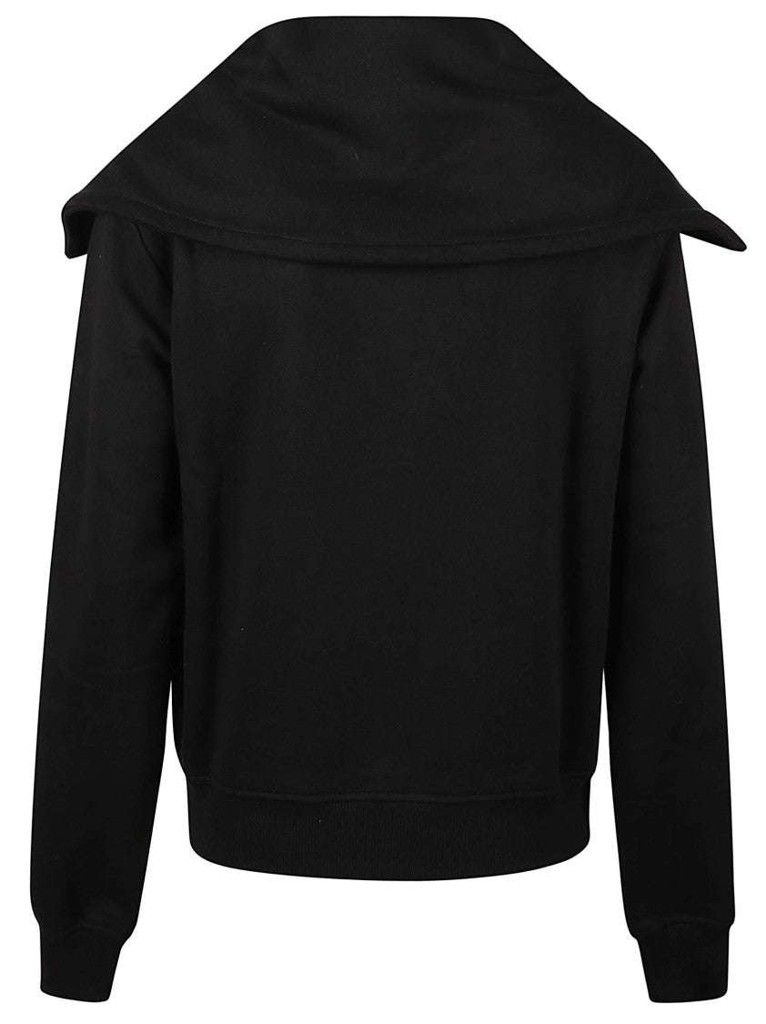 7 For All Mankind High Neck Zip Hoodie With Extended Collar And Kangaroo Pocket