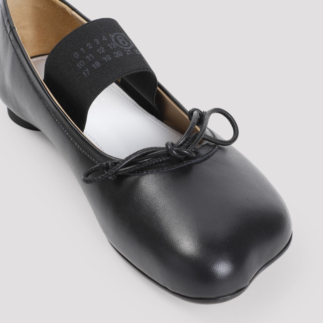 Mm6 By Maison Margiela Black Ovine Leather Ballet Shoe