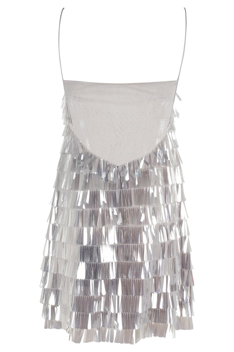 Retrofête Sequined Fringed Mini Dress With Back Zipper Closure