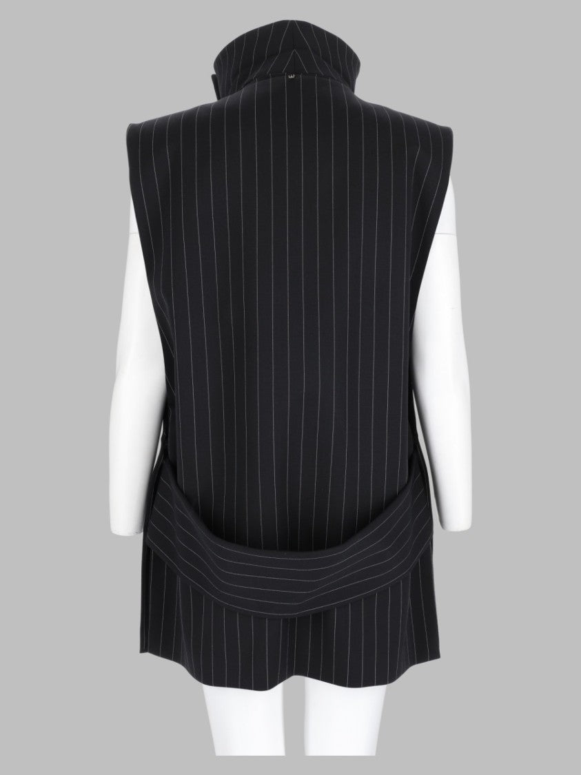 Sportmax Black Pinstripe Tailored Sleeveless Tank Top