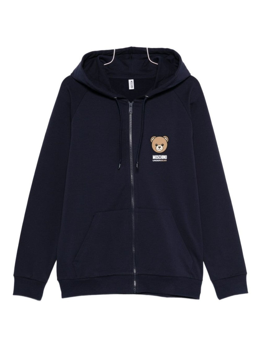 Moschino Navy Blue Zip-Up Hoodie