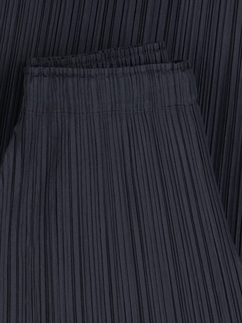 Pleats Please Issey Miyake Wide-Leg Pleated Pants With Elastic Waistband And Side Pockets