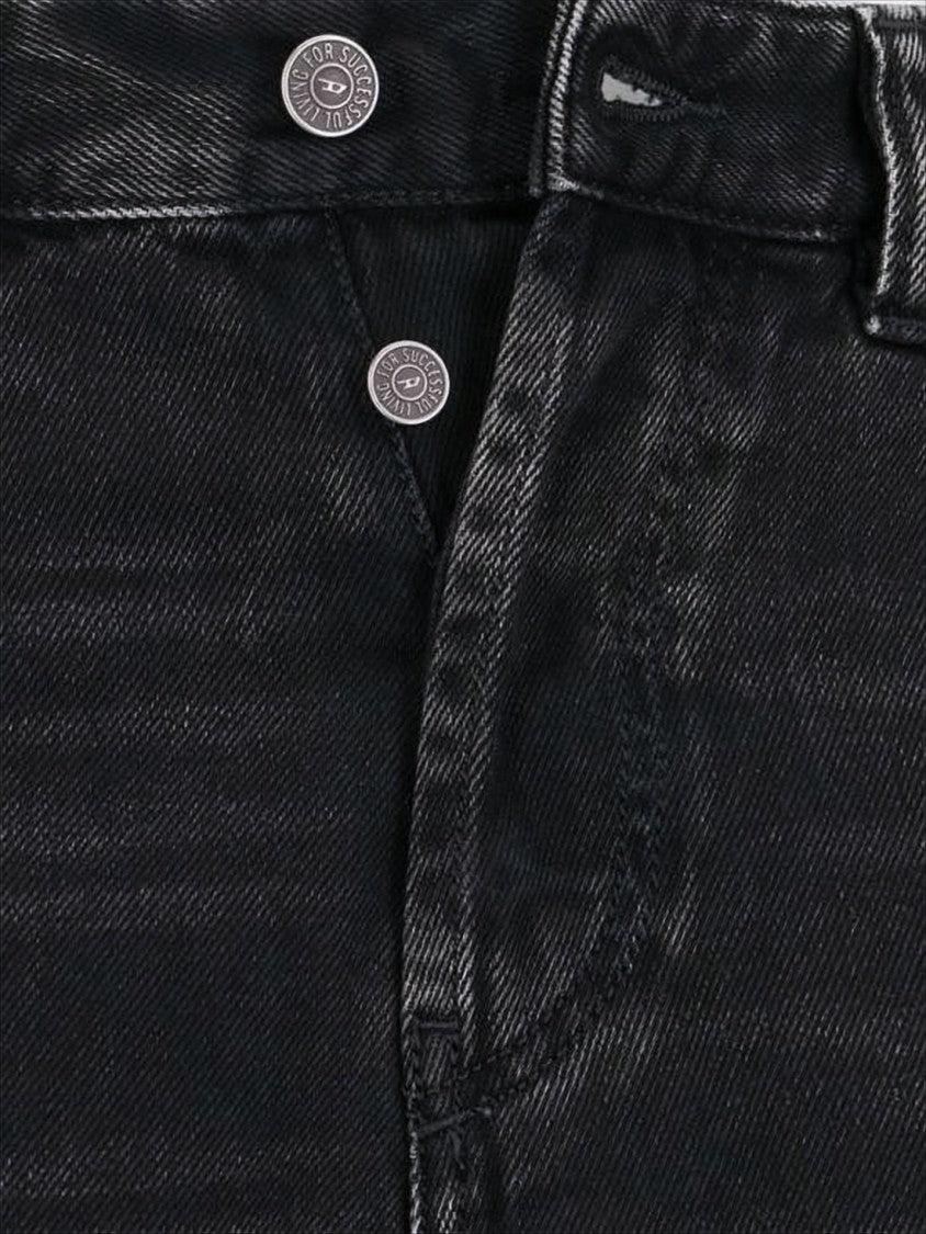 Diesel Wide-Leg Black Denim Pants With Classic Five-Pocket Styling